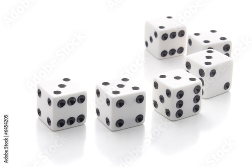 White dices isolated over white