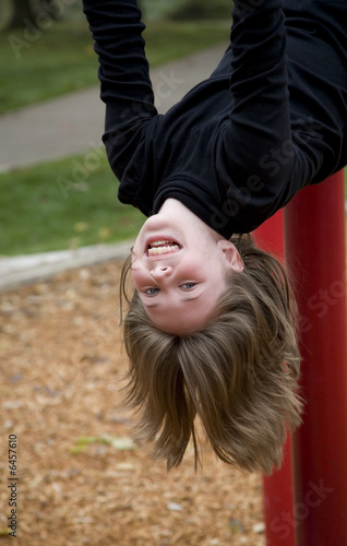 Girl Hanging Upside Down