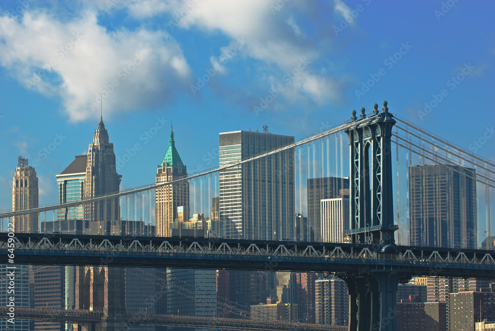 manhattan and brooklyn bridges, new york, usa