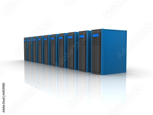 row of blue servers