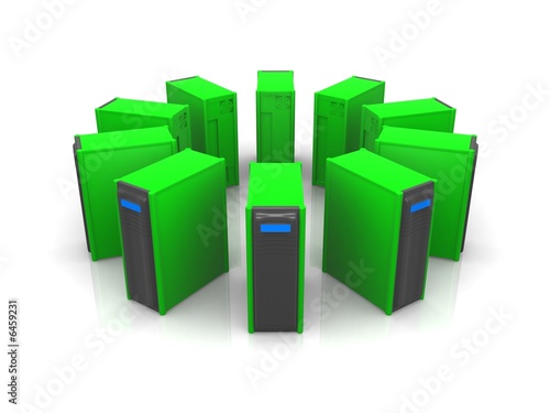circle of green servers