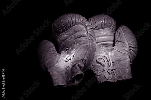 Great Blk and Wht Image of 1930's Boxing Gloves © Laurin Rinder