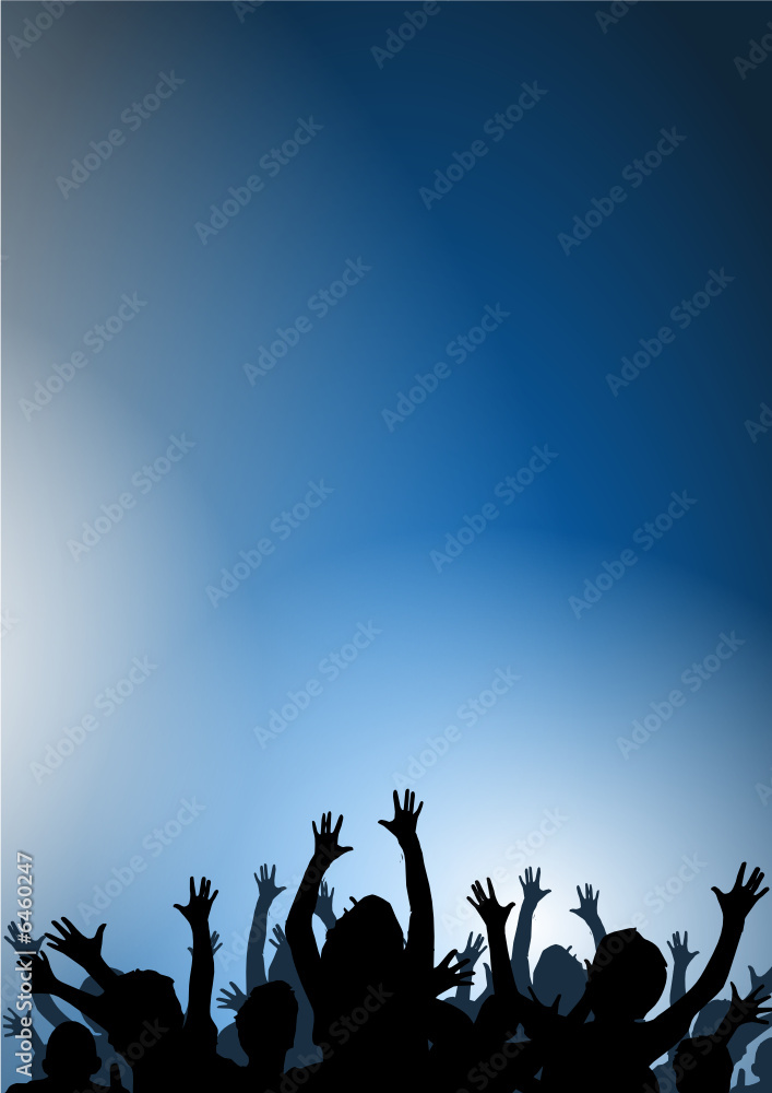 Happy people having fun in a blue background