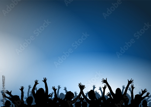 Happy people having fun in a blue background