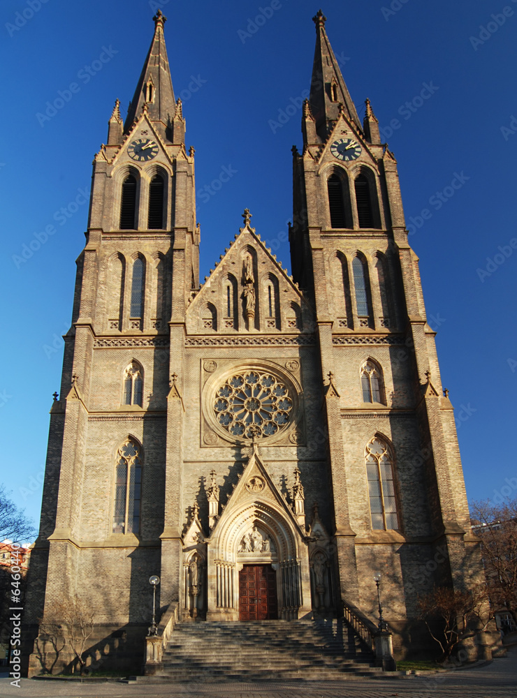 Medieval cathedral of Saint Ludmila in Prague, Czech rep.