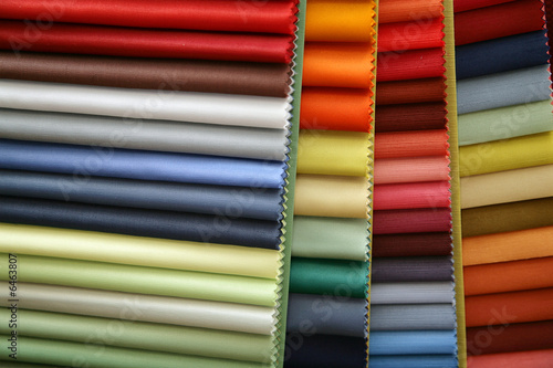Color samples of a fabric in shop