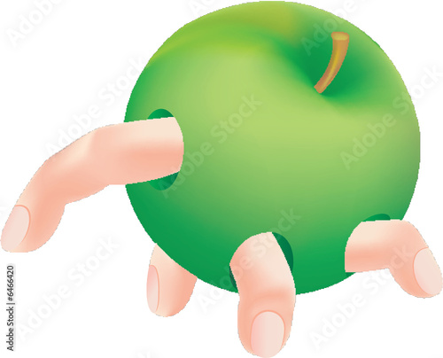 Apple, fingers, the hand, running apple