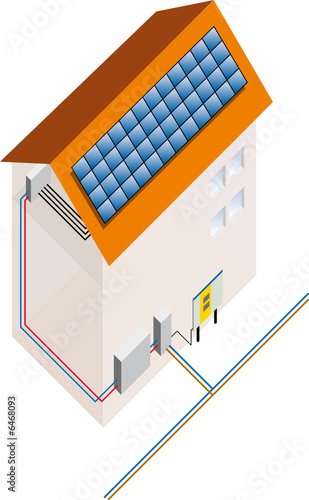 Schema Solaranlage auf einem Hausdach 
