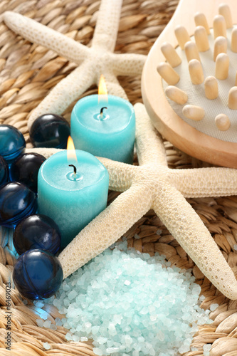 cosmetics bath balls and mineral salt - beauty treatment