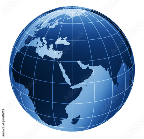 3d globe in blue