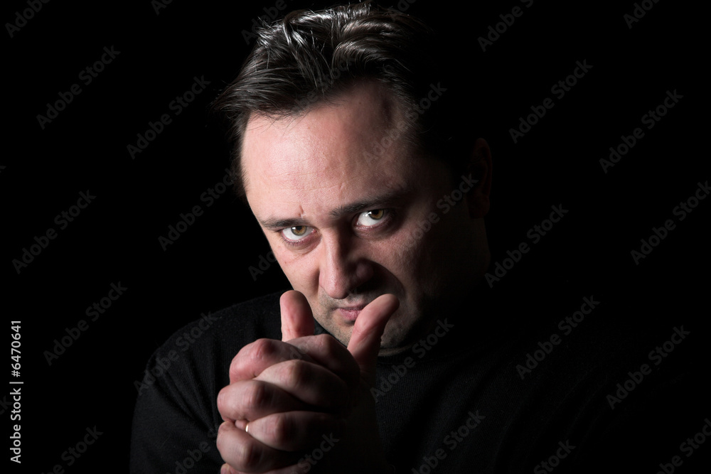 The person thinks. ïîòðåò on a black background