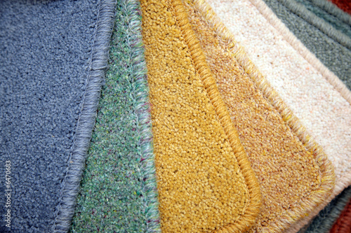 Samples of carpet coverings in shop