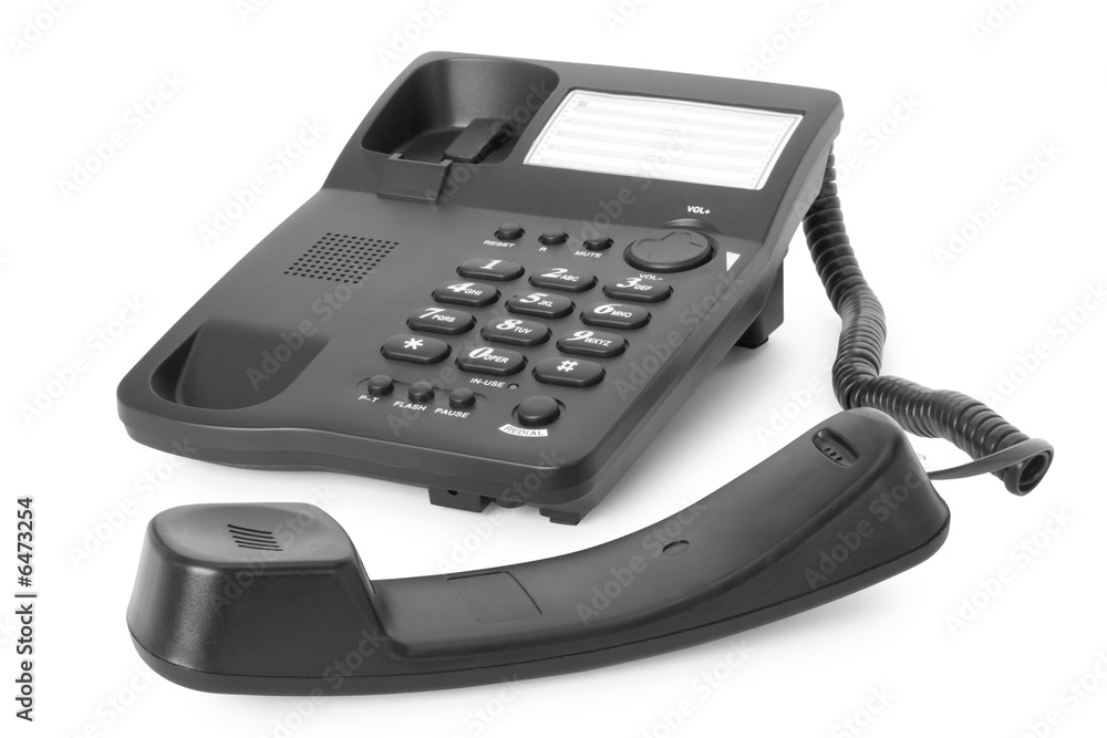 black telephone with receiver isolated on white black telephone with receiver isolated on white