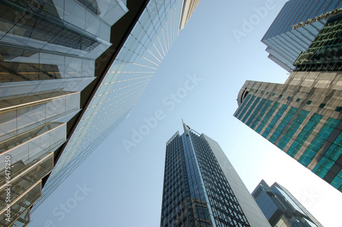 Low angle of office buildings in Hong Kong