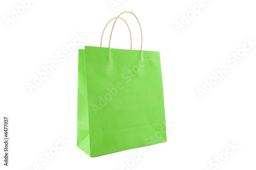 green shopping bag isolated on white