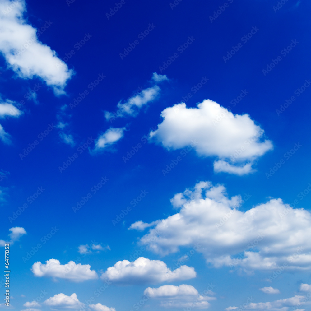 blue sky and beautiful fluffy white clouds