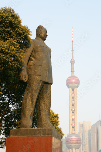 Photography Chen Yi statue at Shanghai's Bund, China