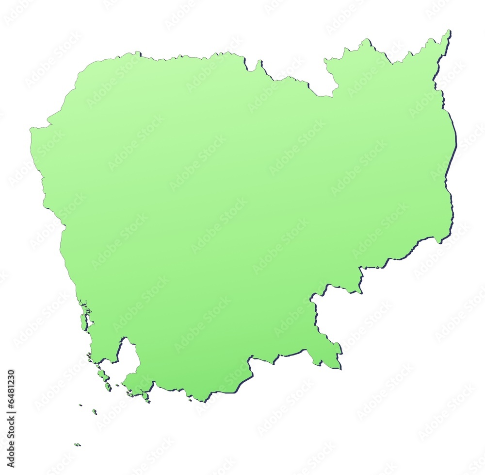 Cambodia map filled with light green gradient Cambodia map filled with light green gradient