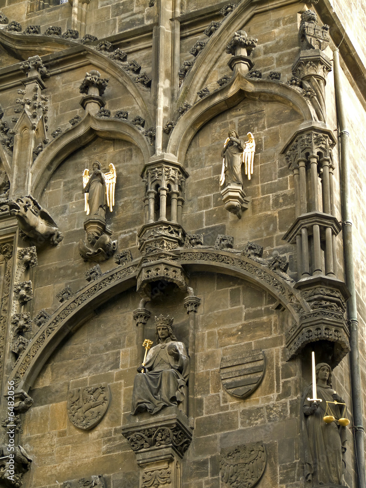 Détail de la façade d'une tour, Prague