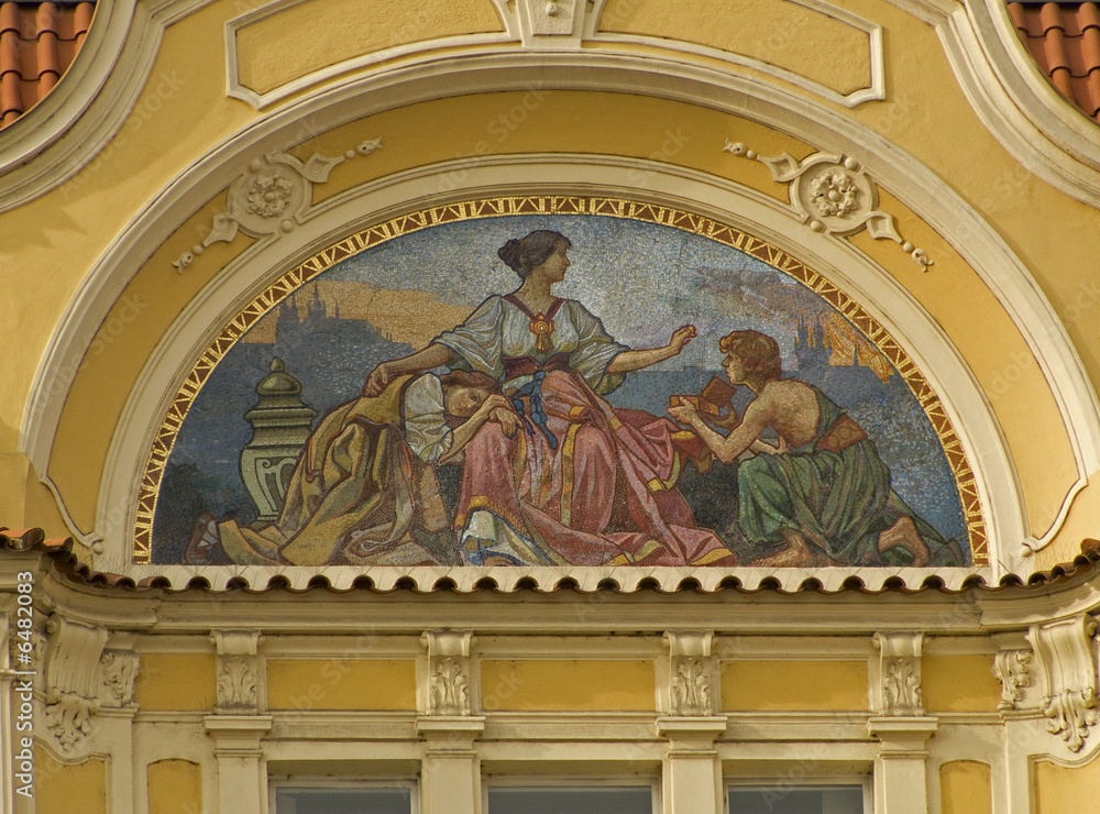 Mosaïque sur une façade, Stare Mesto, Prague