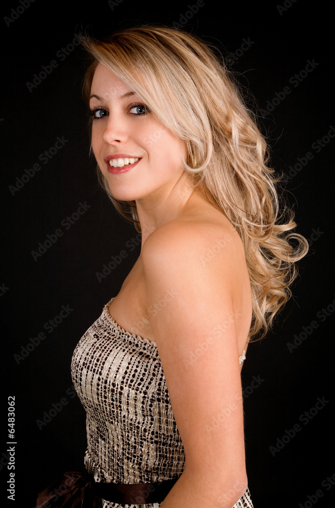 Naklejka premium Beautiful Young Lady in a Beige Dress