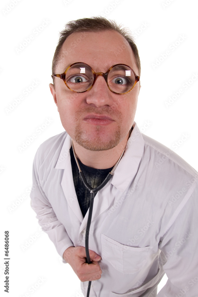Crazy doctor. It is isolated on a white background. Crazy doctor. It is isolated on a white background.