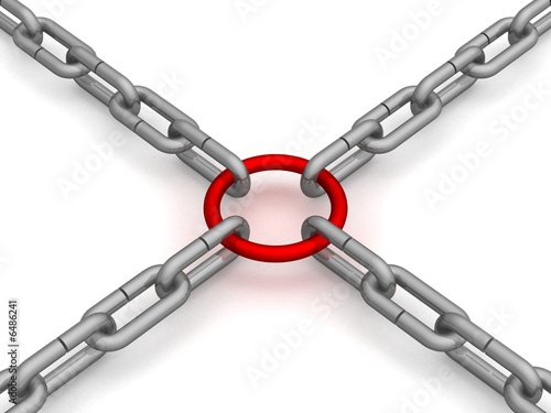 Chain fastened by a red rin...