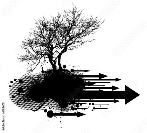 Grunge modern tree design element