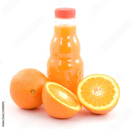 orange juice in a bottle studio isolated