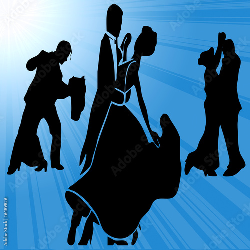 Dancing couples blue