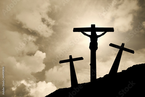 Foto Jesus Christ crucified in Golgotha