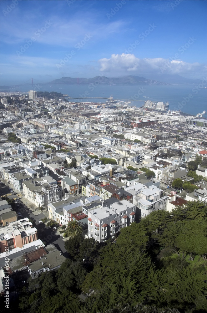 Bird's eye view of San Francisco from Coit Tower.
