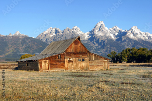 Mormon Barn Sits Below Grand Teton Mountains