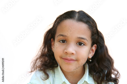 Young girl on white background