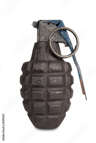 Hand grenade isolated over a white background photo