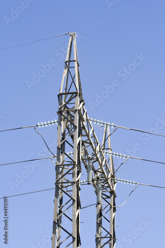 Double Steel tower Power Pylon against the sky