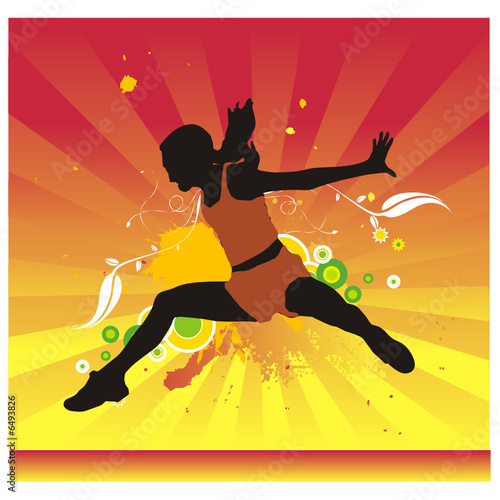 composicion de mujer saltando en vector