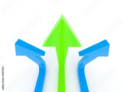Arrow trident aiming high. Rendered image.