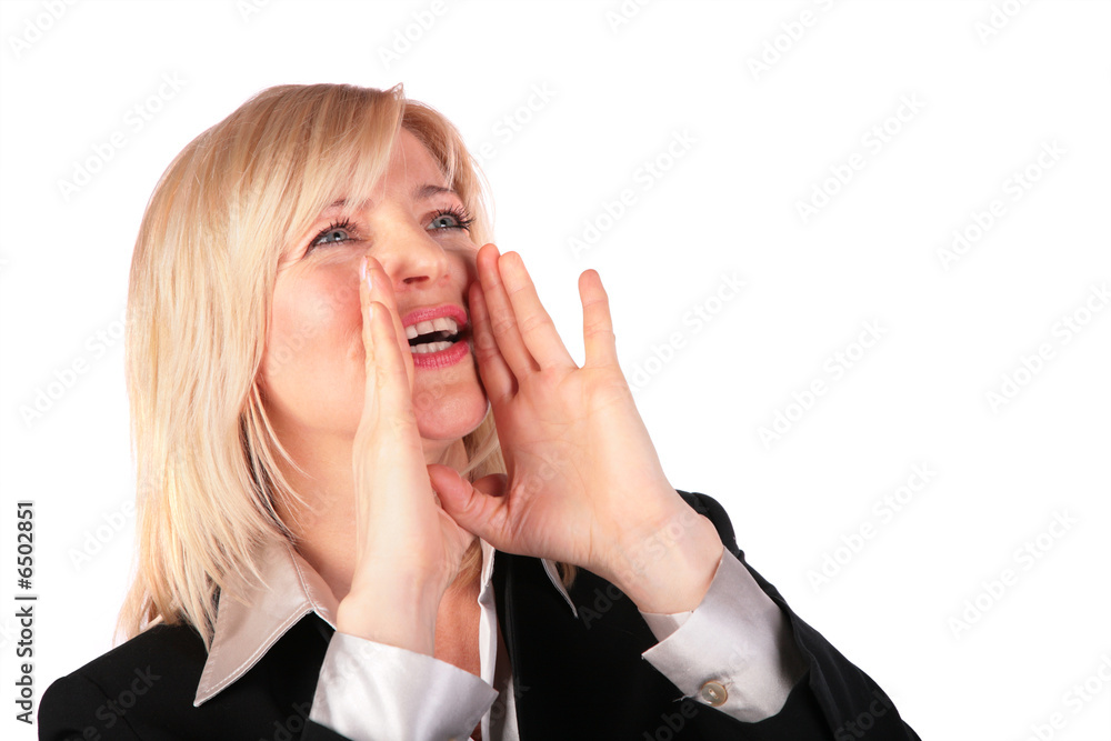 Middleaged woman screams Middleaged woman screams