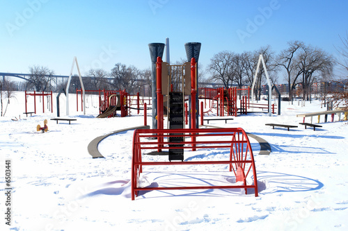 Playgroud equipment in the snow photo