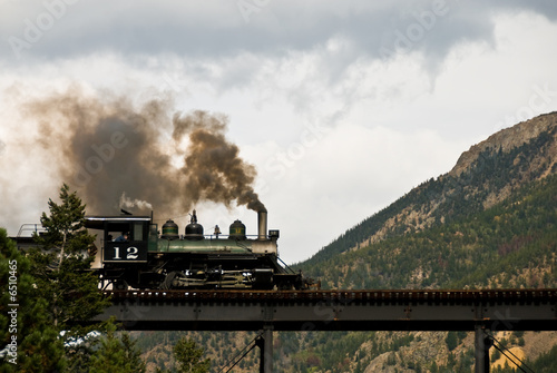 Steam Engine on a Mountain Bridge