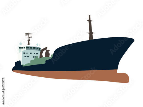 vector - Large container ship navigating