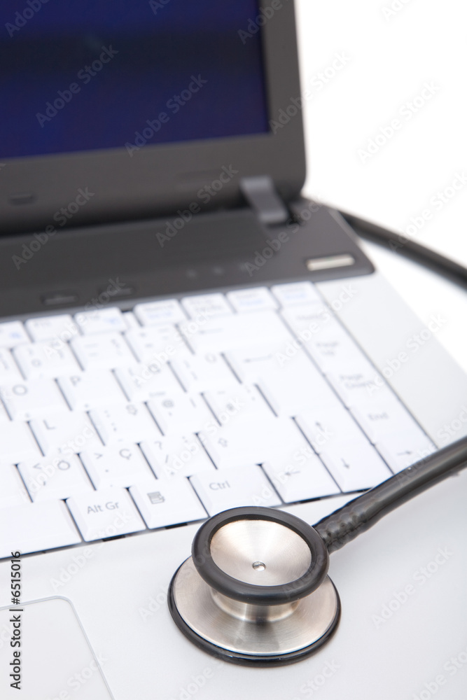 stethoscope on laptop