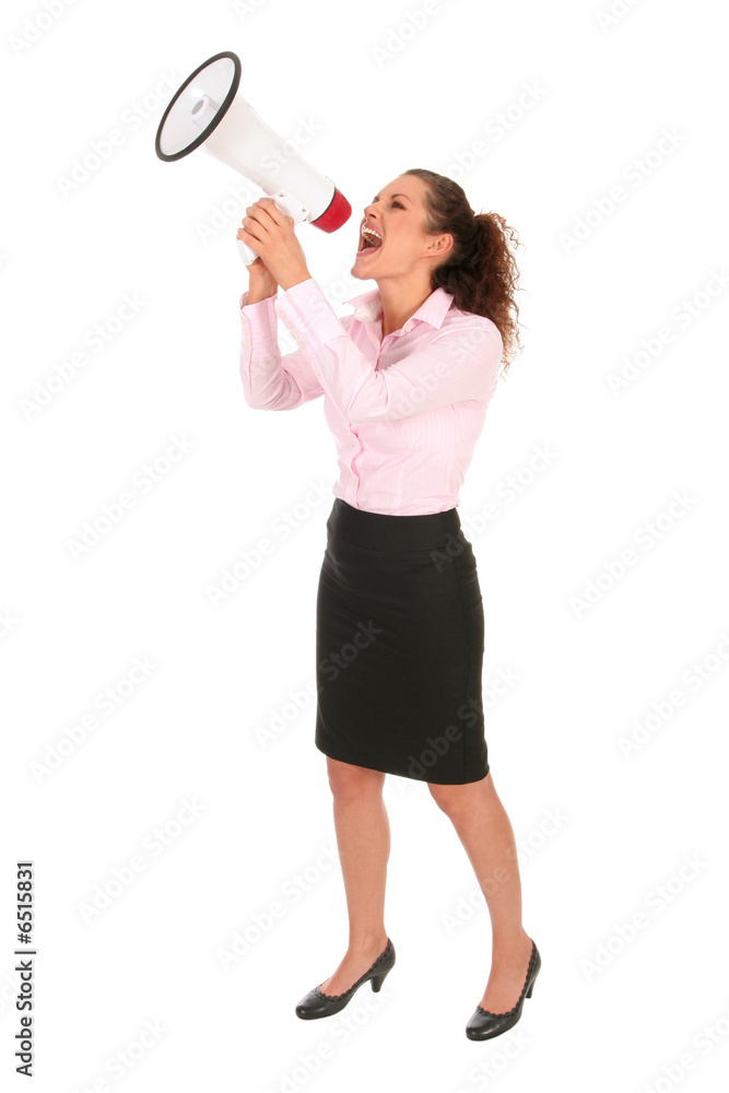 Businesswoman Shouting Through Megaphone Businesswoman Shouting Through Megaphone