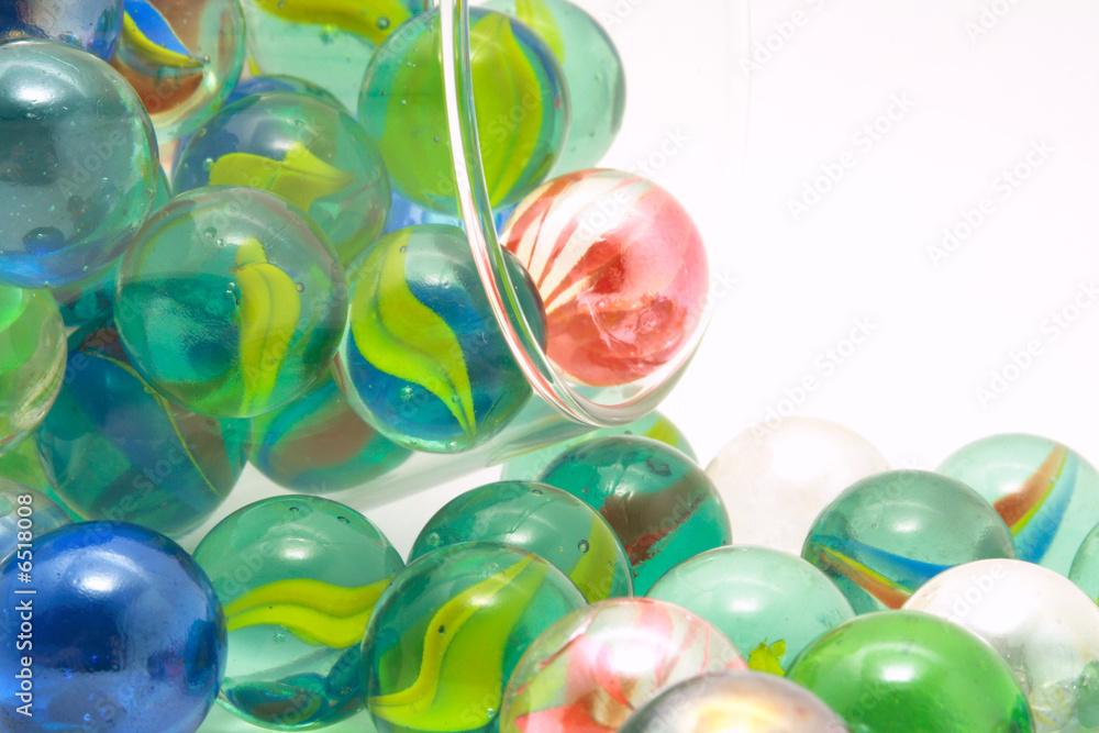 Falling colored glass balls