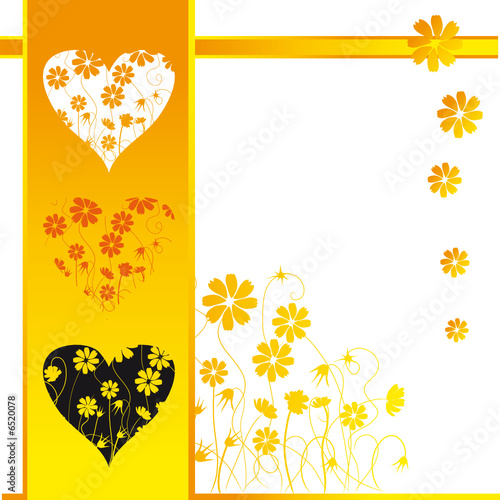 Valentine card, retro style, floral background