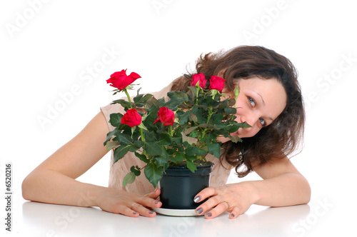 woman with flower pot