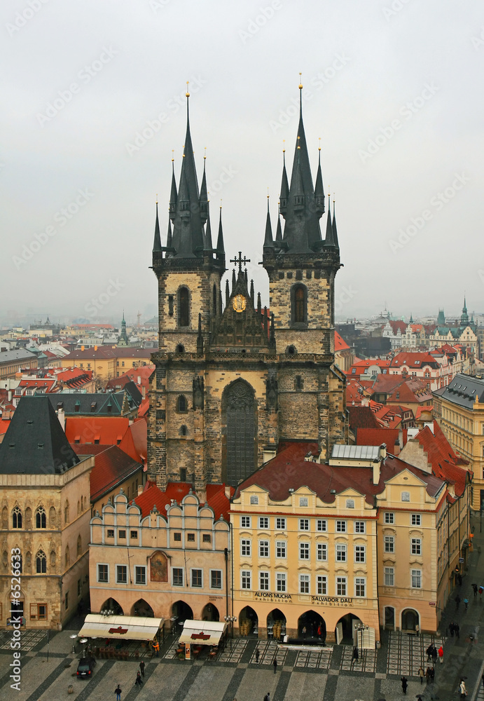 aerial view of Old Town Square neighborhood in Prague