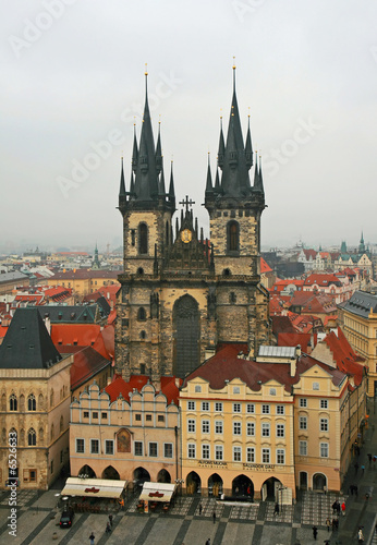aerial view of Old Town Square neighborhood in Prague © Gary