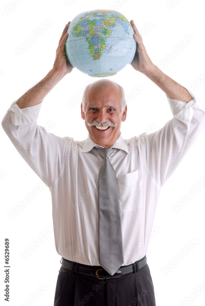 Successful Businessman is holding an Earth in his hands Successful Businessman is holding an Earth in his hands